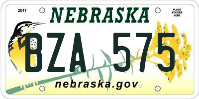 NE license plate BZA575