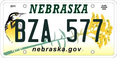 NE license plate BZA577