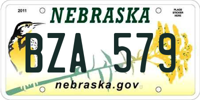 NE license plate BZA579