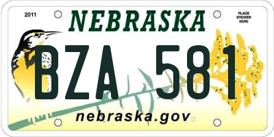NE license plate BZA581
