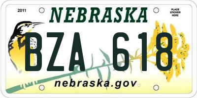 NE license plate BZA618