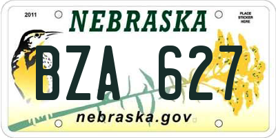 NE license plate BZA627