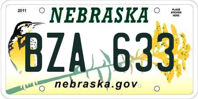 NE license plate BZA633