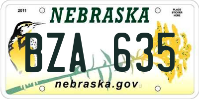 NE license plate BZA635