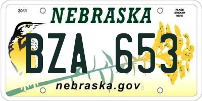 NE license plate BZA653