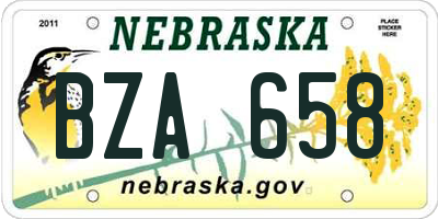 NE license plate BZA658