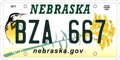 NE license plate BZA667