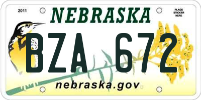 NE license plate BZA672