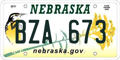 NE license plate BZA673