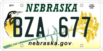 NE license plate BZA677