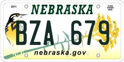NE license plate BZA679