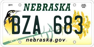NE license plate BZA683