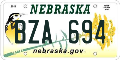 NE license plate BZA694