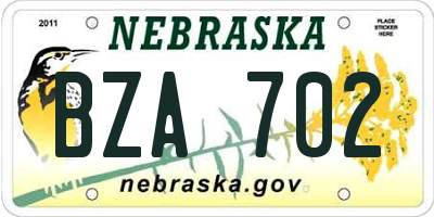 NE license plate BZA702