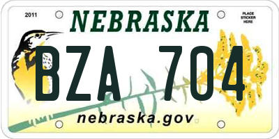 NE license plate BZA704