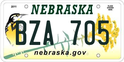 NE license plate BZA705
