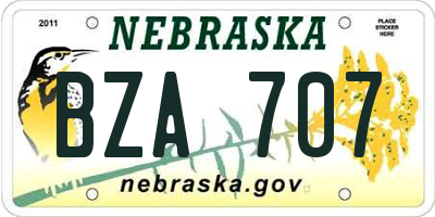 NE license plate BZA707