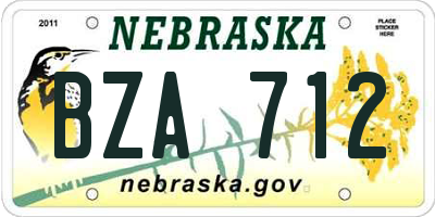 NE license plate BZA712