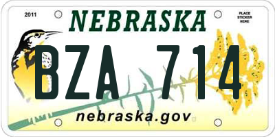 NE license plate BZA714