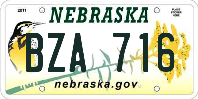 NE license plate BZA716