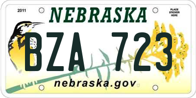 NE license plate BZA723