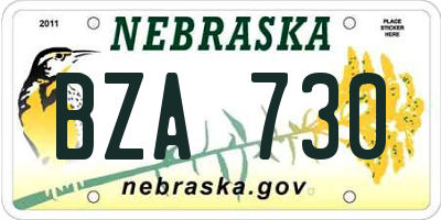 NE license plate BZA730