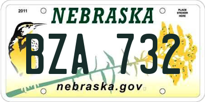 NE license plate BZA732
