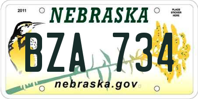 NE license plate BZA734