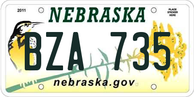 NE license plate BZA735