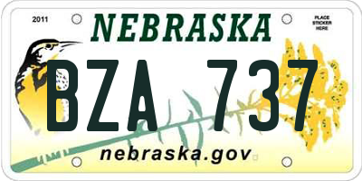 NE license plate BZA737