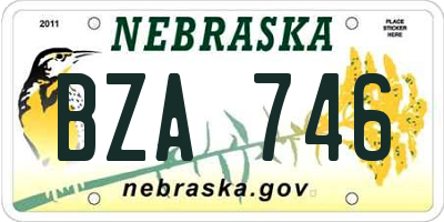 NE license plate BZA746