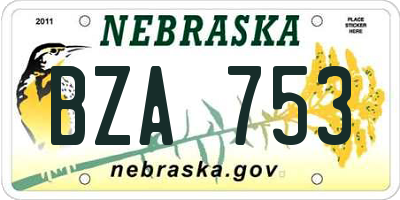 NE license plate BZA753