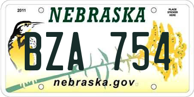 NE license plate BZA754