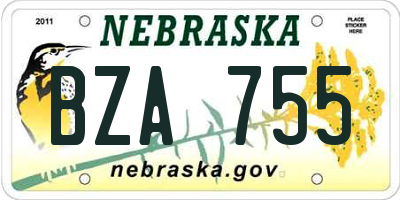 NE license plate BZA755