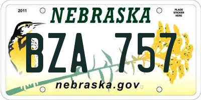 NE license plate BZA757