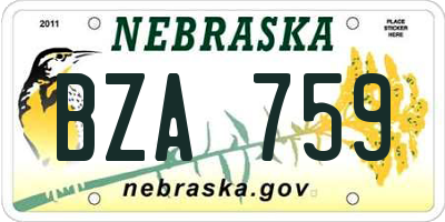 NE license plate BZA759