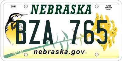NE license plate BZA765