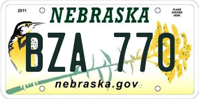 NE license plate BZA770