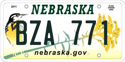 NE license plate BZA771