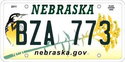 NE license plate BZA773