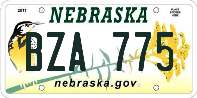 NE license plate BZA775