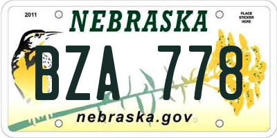 NE license plate BZA778