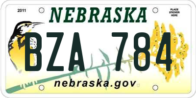 NE license plate BZA784