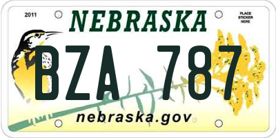 NE license plate BZA787