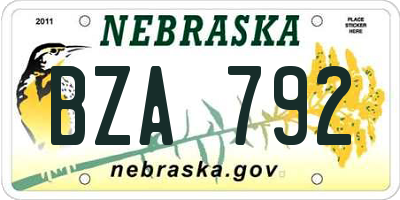 NE license plate BZA792