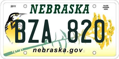 NE license plate BZA820