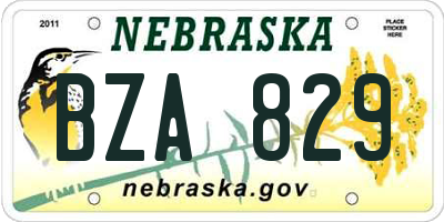 NE license plate BZA829