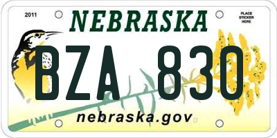 NE license plate BZA830