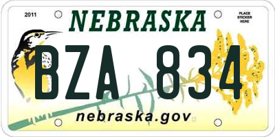 NE license plate BZA834