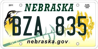 NE license plate BZA835
